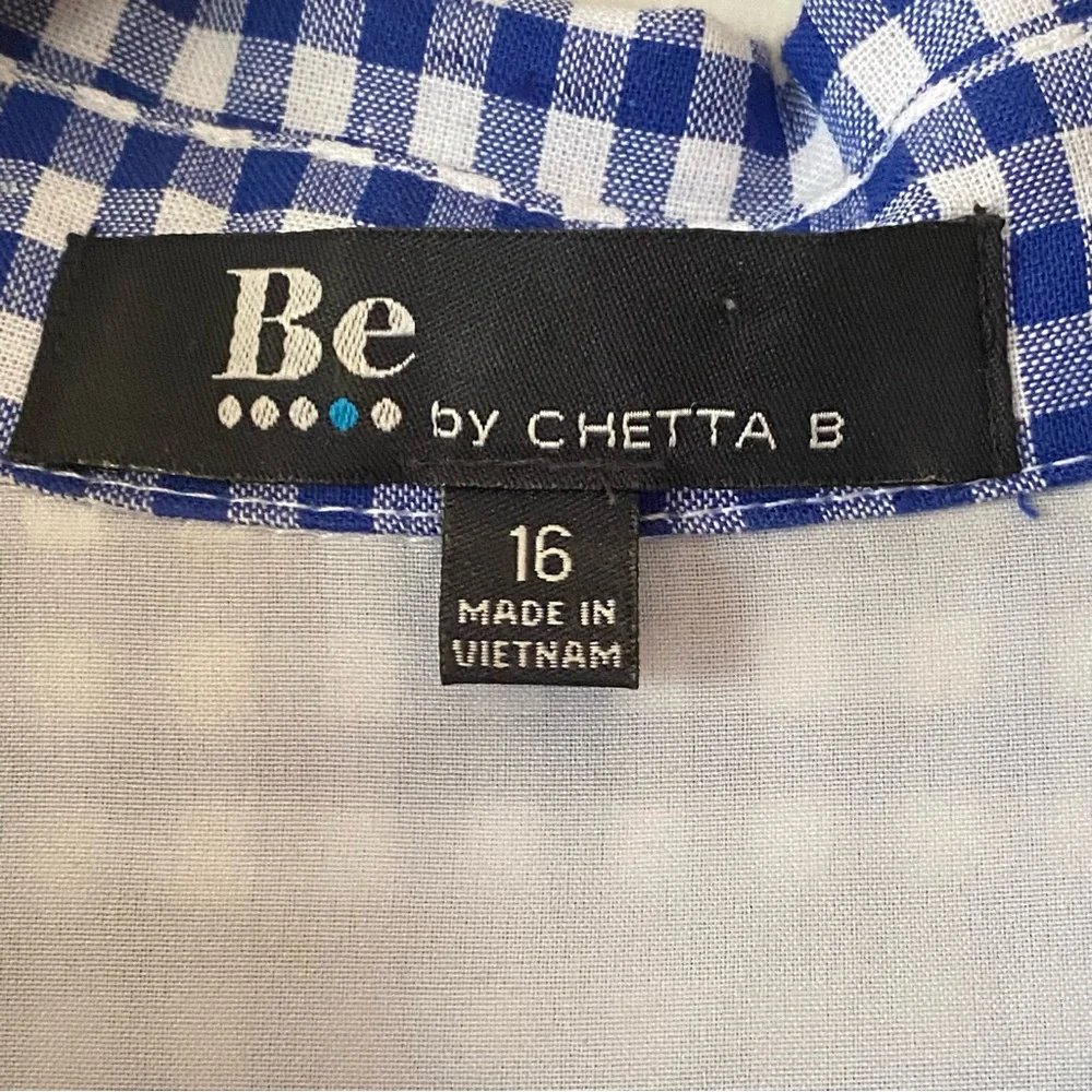 Be by Chetta B. Gingham Button Up Tie Waist A-Line Sleeveless Dress - Picture 9 of 12